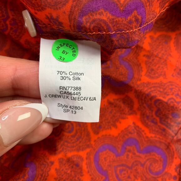 J.Crew The Perfect Shirt Women’s XS Red Purple Print Cotton Silk Blend Workwear - Picture 13 of 16